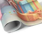 Cadeau Joyeuse Giraffe avec cadeaux et gâteau | Papier d' (Coin rond)