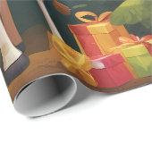 Cadeau Joyeuse Giraffe avec cadeaux | Papier d'enrobage (Coin rond)