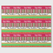 Cadeau Joyeuses fêtes Noël Rouge Vert papier d'enveloppem (Plat)