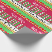 Cadeau Joyeuses fêtes Noël Rouge Vert papier d'enveloppem (Coin)