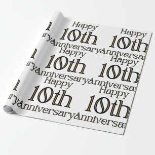 Cadeau Joyeux 10e anniversaire papier d'enveloppement