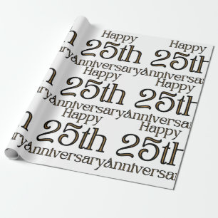 Cadeau Joyeux 25e anniversaire papier d'enveloppement