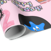 Cadeau Joyeux 2 Anniversaire Ballons papier d'enveloppeme (Coin rond)