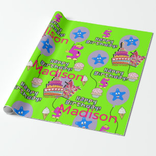 Cadeau Joyeux 5 Anniversaire Ballons papier d'enveloppeme