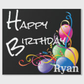 Cadeau Joyeux Anniversaire Ballons en papier noir (Plat)