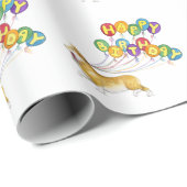 Cadeau Joyeux Anniversaire Corgi papier enveloppant (Coin rond)