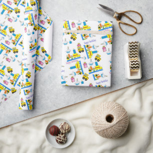 Cadeau Joyeux Anniversaire Enveloppement Papier Camions B