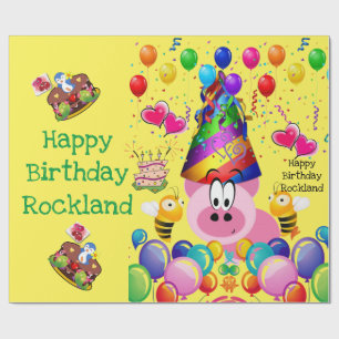 Cadeau Joyeux Anniversaire Enveloppement Papier Cochon Bu