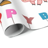 Cadeau Joyeux Anniversaire Enveloppement Papier Cochons d (Coin rond)