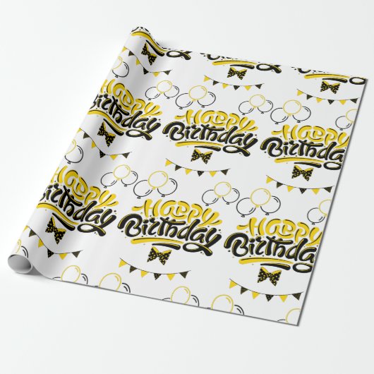 Cadeau Joyeux Anniversaire Fun Wrapping Papier (Déroulé)