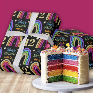 Cadeau Joyeux Anniversaire Nom Rainbow Wrapping Papier