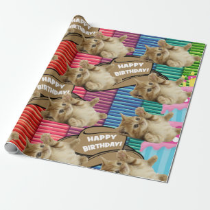 Cadeau Joyeux Anniversaire Papier à envelopper Chat Dame