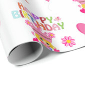 Cadeau Joyeux Anniversaire Papier à envelopper Princesse (Coin rond)