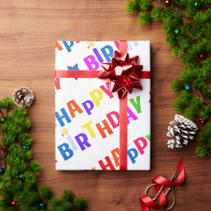 Cadeau Joyeux Anniversaire Papier Cadeau, AMUSANT, COLORÉ
