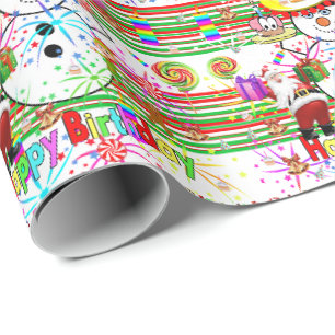 Cadeau Joyeux Anniversaire Papier d'enveloppement de Noël