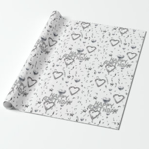 Cadeau Joyeux Anniversaire Papier Papier Coeurs d'argent