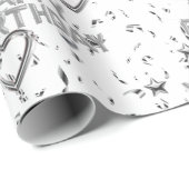 Cadeau Joyeux Anniversaire Papier Papier Coeurs d'argent (Coin rond)