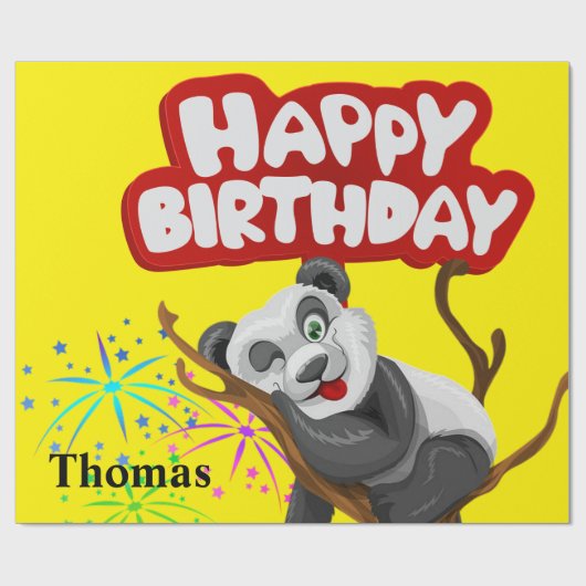 Cadeau Joyeux Anniversaire Papier Papier Panda Ours (Plat)
