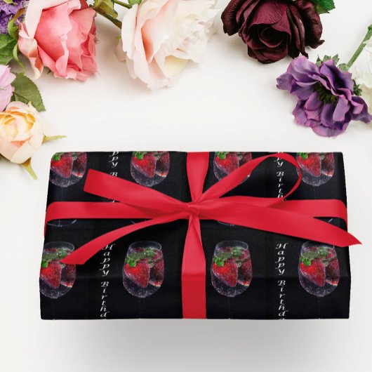 Cadeau Joyeux Anniversaire Red Strawberries papier d'enve