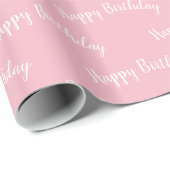 Cadeau Joyeux Anniversaire rose et blanc papier d'envelop (Coin rond)