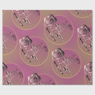 Cadeau "Joyeux Anniversaire" Rose papier d'enveloppement 