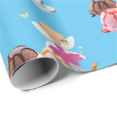 Cadeau Joyeux Birthday Wrapping Papier Fairy Glace Cream (Coin rond)