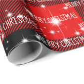 Cadeau Joyeux Buffalo de Noël Papier d'emballage plaqué (Coin rond)