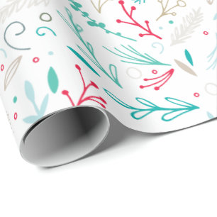 Cadeau Joyeux feuillage de Noël Papier d'enveloppement de