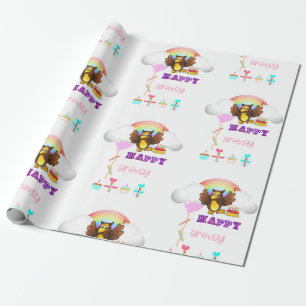 Cadeau Joyeux hibou de papier d'enveloppement d'anniversa