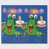 Cadeau Joyeux Monstre Papier Enveloppant Anniversaire (Plat)