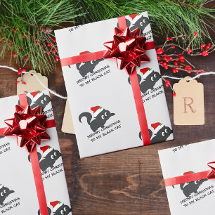 Cadeau Joyeux Noël Chat Noir Papier D'emballage Personnal