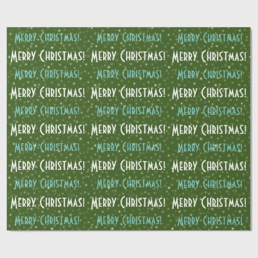 Cadeau Joyeux Noël Étoiles vertes papier enveloppant (Plat)