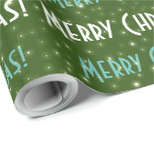 Cadeau Joyeux Noël Étoiles vertes papier enveloppant (Coin rond)