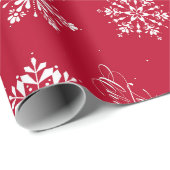 Cadeau Joyeux Noël Folk Snowflakes Wrapper Papier (Coin rond)