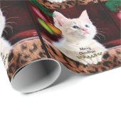 Cadeau Joyeux Noël mignon Kitty papier à envelopper (Coin rond)