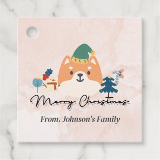 Cadeau Joyeux Noël mignon Shiba étiquettes cadeaux chien