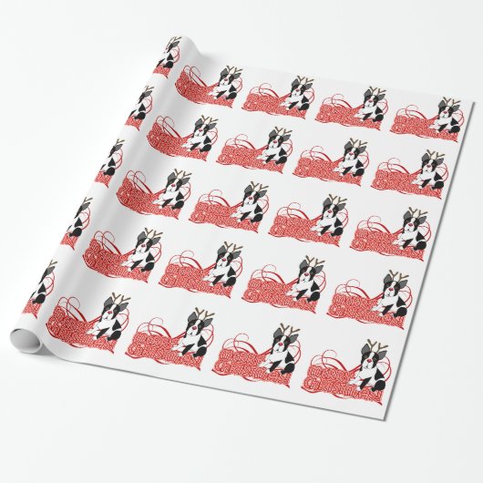 Cadeau Joyeux Noël ! Papier d'emballage de Boston Terrier (Déroulé)