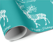 Cadeau Joyeux Noël, papier d'emballage turquoise avec des (Coin rond)