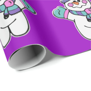 Cadeau Joyeux Noël Purple Snowman papier d'enveloppement