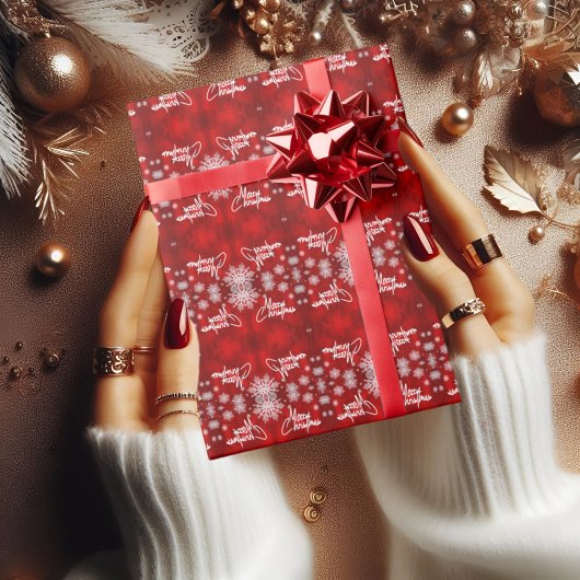 Cadeau JOYEUX Noël sans couture papier d'emballage rouge