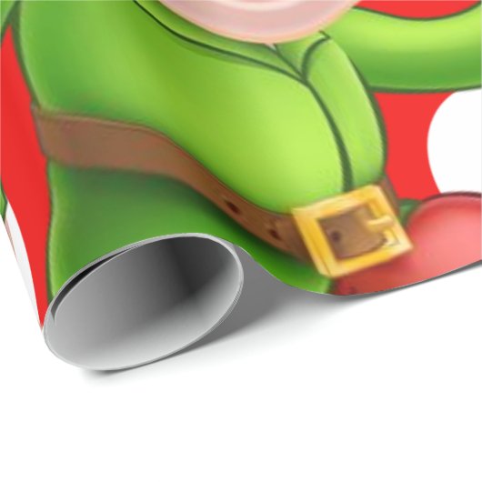 Cadeau Joyeux Noël Wrapper Papier Elf (Coin rond)