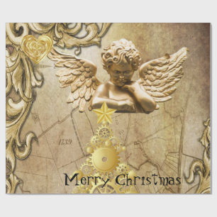 Cadeau Joyeux papier à envelopper Noël Or Angel