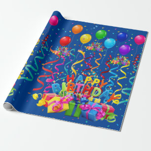 Cadeau Joyeux papier d'enveloppement d'anniversaire