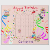 Cadeau Joyeux papier d'enveloppement d'anniversaire Févri (Plat)