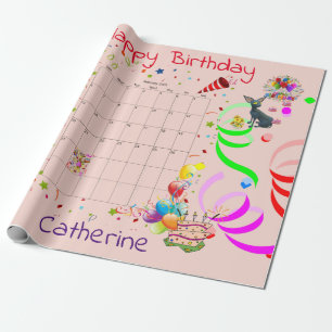 Cadeau Joyeux papier d'enveloppement d'anniversaire Févri