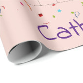 Cadeau Joyeux papier d'enveloppement d'anniversaire Févri (Coin rond)