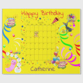 Cadeau Joyeux papier d'enveloppement d'anniversaire Janvi (Plat)