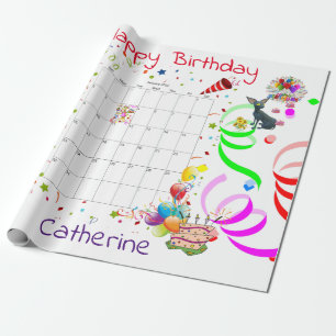 Cadeau Joyeux papier d'enveloppement d'anniversaire Janvi