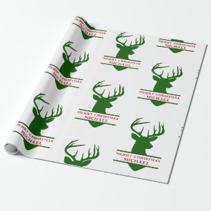 Cadeau Joyeux papier d'enveloppement de cerfs de Noël - M