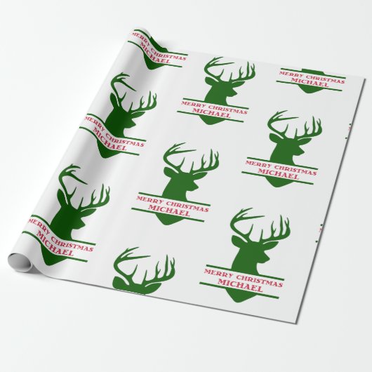 Cadeau Joyeux papier d'enveloppement de cerfs de Noël - M (Déroulé)